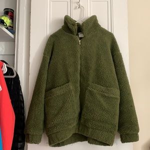 Olive Green Teddy Coat Size S